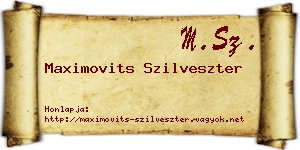 Maximovits Szilveszter névjegykártya