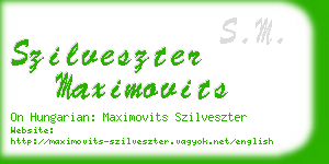 szilveszter maximovits business card
